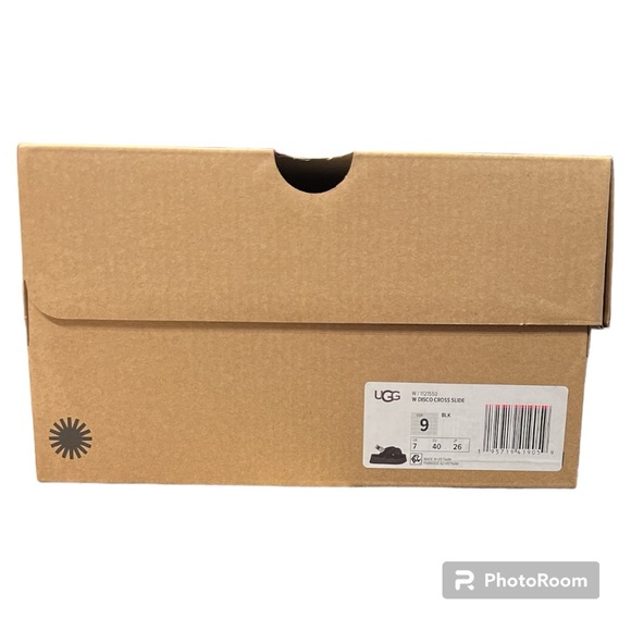 UGG women’s Disco Cross slide sandal backstrap black shearling 9 NEW NIB - Picture 3 of 3